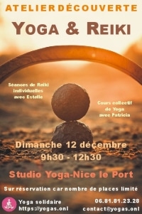 Atelier découverte Yoga et Reiki à Nice dimanche 12 décembre 2021
