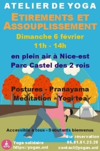 Cours de Yoga à Nice – Atelier de Yoga en plein air à Nice Dimanche 6 février 2022
