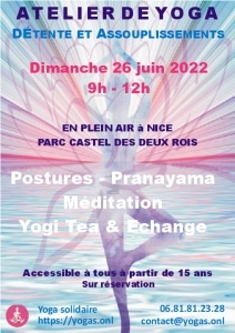 Atelier de Yoga en plein air à Nice le 26/6/2022