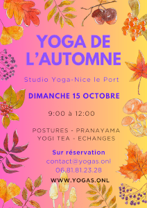 Atelier de yoga à Nice dimanche 15/10/2023