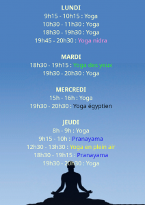 Horaires Yoga Nice 2025-2026